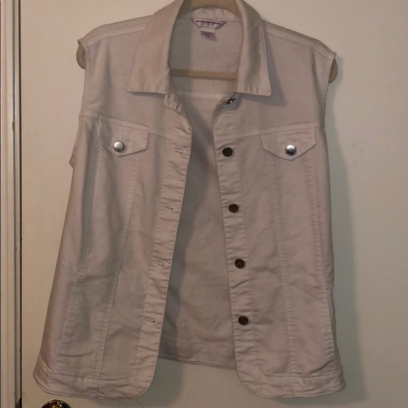 Allison Daley Jackets & Blazers - Sleeve less white jean jacket